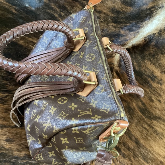 Revamped Vintage Speedy Louis Vuitton Chocolate Braiding Turquoise - Picture 11 of 14